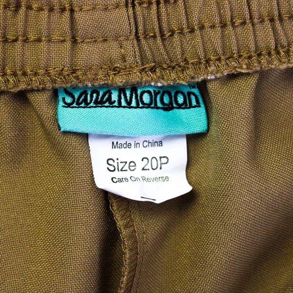 Sara Morgan Khaki Pants Women's 20 Petite Elastic Waistband Pockets