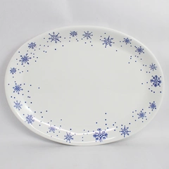 Snowflake by Anchor Hocking 16.25" Oval Serving Platter Blue Snowflakes
