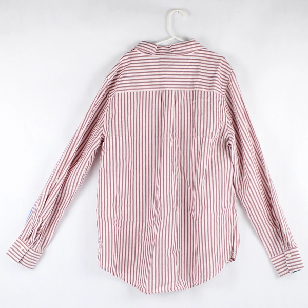 St John's Bay Red Blue White Stripped Button Down Dress Shirt Men's Size PM