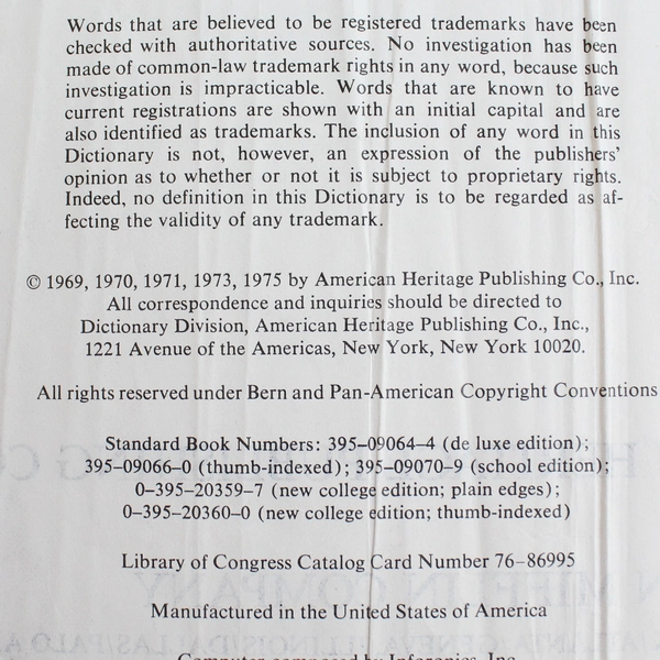 The American Heritage Dictionary of the English Language by William Morris 1975