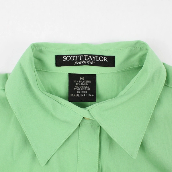 Scott Taylor Petite Green Button Down Long Sleeve Dress Shirt Women's Size S