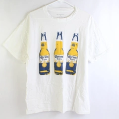 Harriton White Short Sleeve T-Shirt Printed Corona Extra Bottles Size XL