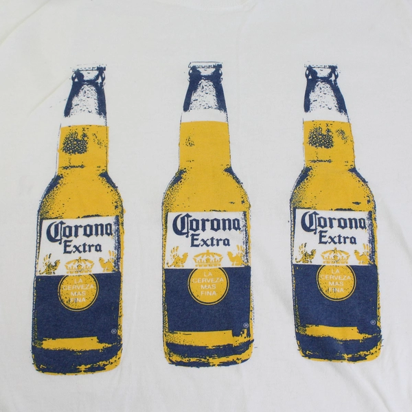 Harriton White Short Sleeve T-Shirt Printed Corona Extra Bottles Size XL