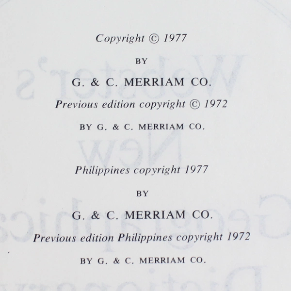 Webster's New Geographical Dictionary 1977 G. & C. Merriam Hardcover