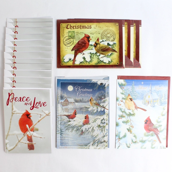 Lot of 21 Cardinal Christmas Greeting Cards With Envelopes