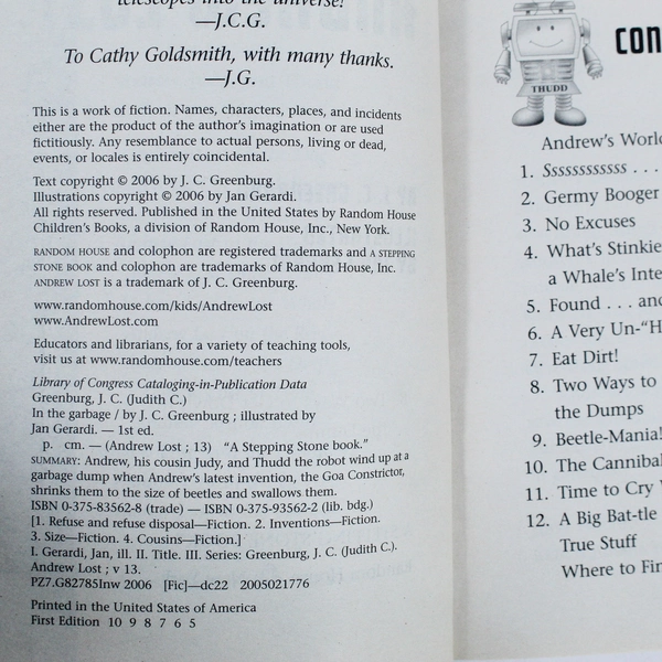 Lot of 7 Andrew Lost in the Garbage Books by J.C. Greenburg 2006