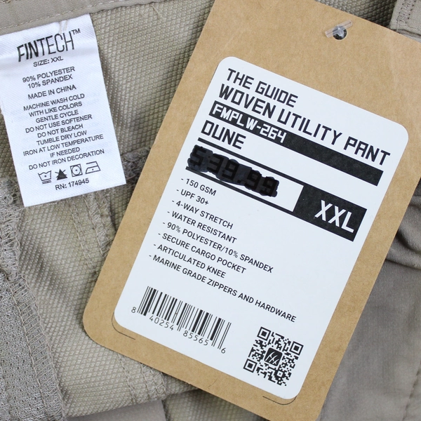 FINTECH The Guide Utility Pant Men's Size XXL Tan Water Resistant UPF 30+