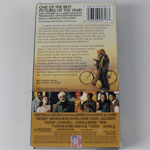 Finding Forrester VHS 2001 Columbia Pictures Sean Connery