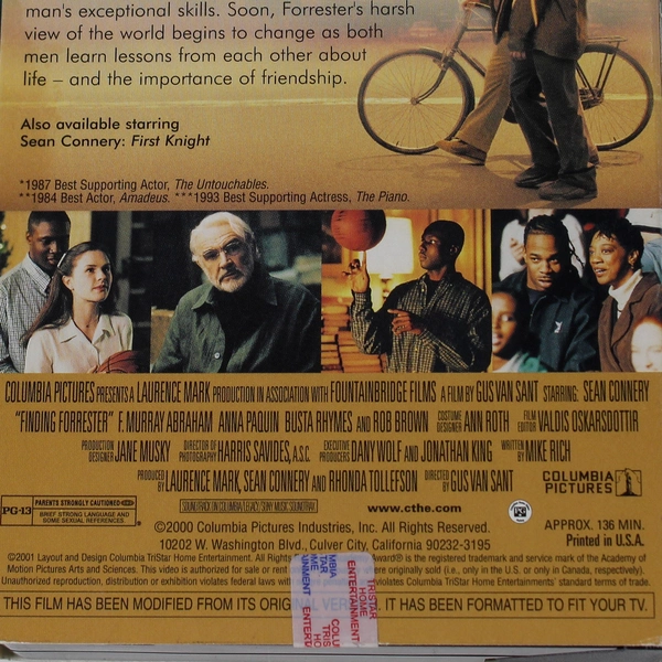 Finding Forrester VHS 2001 Columbia Pictures Sean Connery