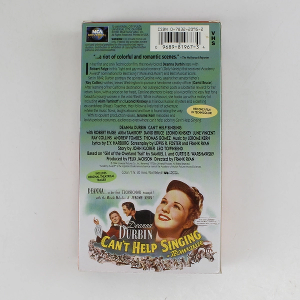 Cant Help Singing VHS 1997 MCA Universal Home Video Deanna Durbin