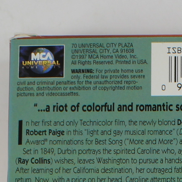 Cant Help Singing VHS 1997 MCA Universal Home Video Deanna Durbin