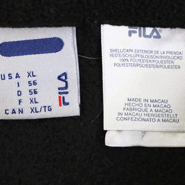 FILA Men's XL Black Fleece Zip Up