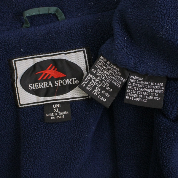 Sierra Sport XL UNI Green Full Zip Jacket Fleece Lining