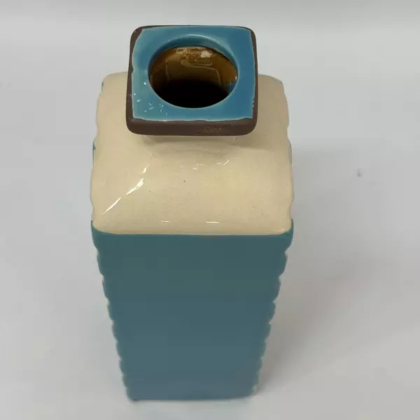 Home Accents Blue And White Ceramic Vase Zigzag Pattern 11.75 Inch