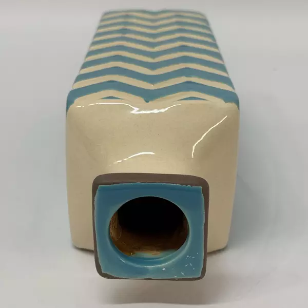 Home Accents Blue And White Ceramic Vase Zigzag Pattern 11.75 Inch