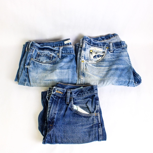 Lot of 3 Denim Blue Jeans 100% Cotton, for Fabric Cutters Only, DIY Arts Crafts