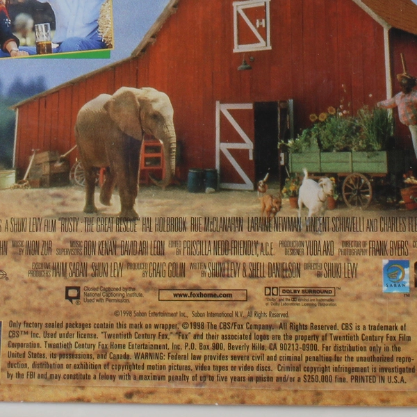Rusty The Great Rescue VHS 1998 20th Century Fox - Pre-Owned, Untested