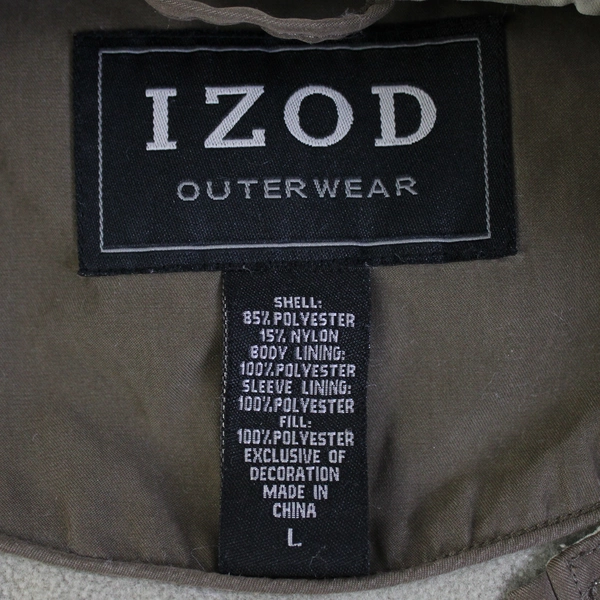 IZOD Men's Size Large Brown Zip Up Jacket