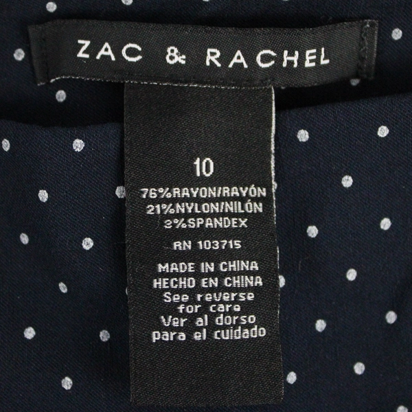Zac & Rachel Navy Polka Dot Capri Pants Women's Size 10
