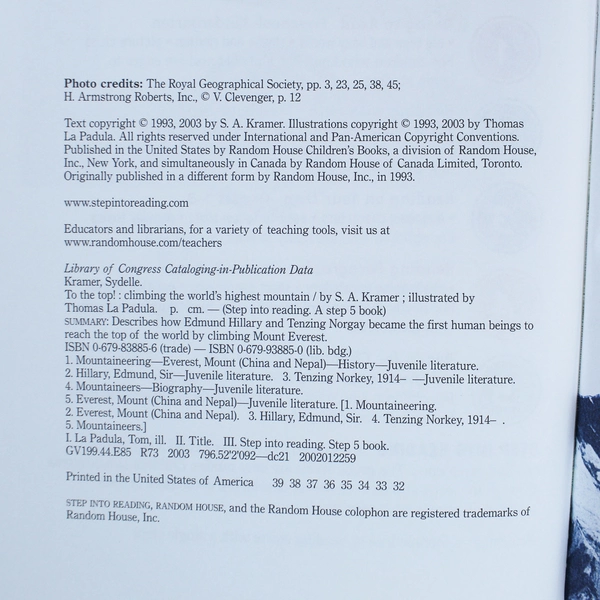 To The Top! Climbing the World's Highest Mountain by S.A. Kramer - Pre-Owned