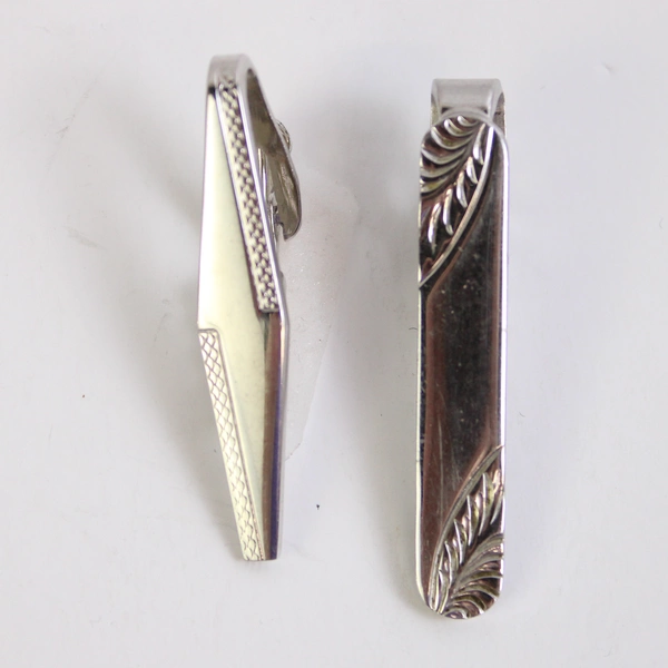 Lot of 2 Silver-Tone Tie Clips by Speidel and Shields