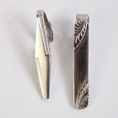 Lot of 2 Silver-Tone Tie Clips by Speidel and Shields
