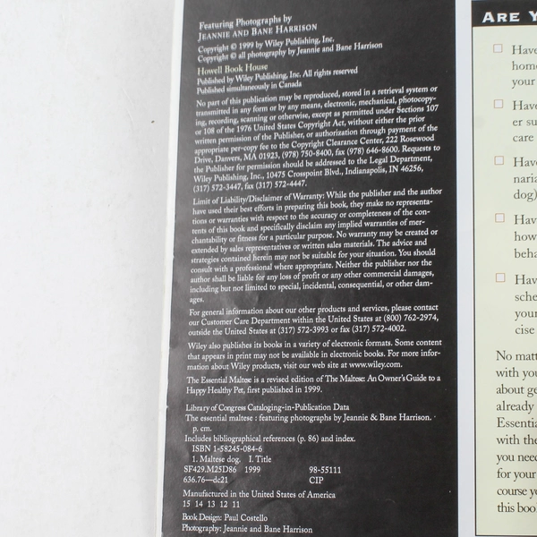 The Essential Maltese by Howell Book House Staff 1999 Paperback Guide