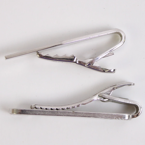 Lot of 2 Silver-Tone Tie Clips by Speidel and Shields