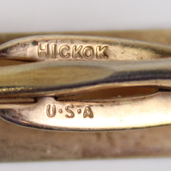 Vintage Hickok Grid Design Gold-Tone Metal Tie Clip