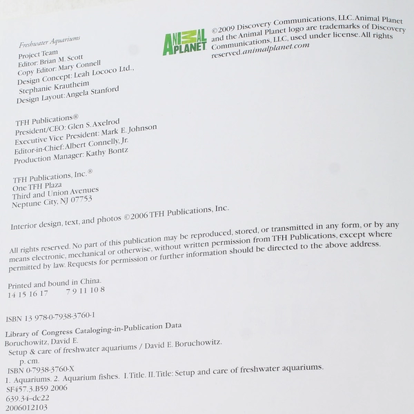 Animal Planet Freshwater Aquariums by David E. Boruchowitz 2006 Hardcover