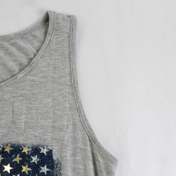 12PM by Mon Ami Women's Size Small Gray Tank Top w/ American Flag