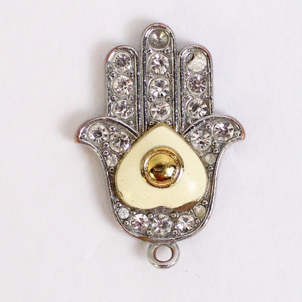Juicy Couture Silver and Gold-Tone Metal Bedazzled Hamsa Hand Charm Flawed