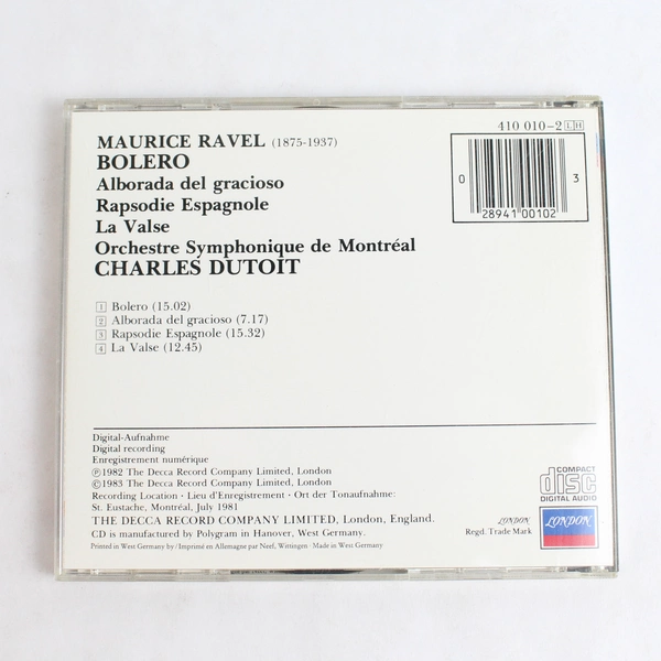 Ravel Bolero Rapsodie Espagnole La Valse Alborada Del Gracioso CD 1984 Decca