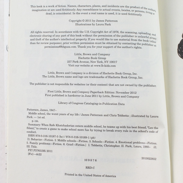 Middle School: The Worst Years of My Life by James Patterson 2011 PB