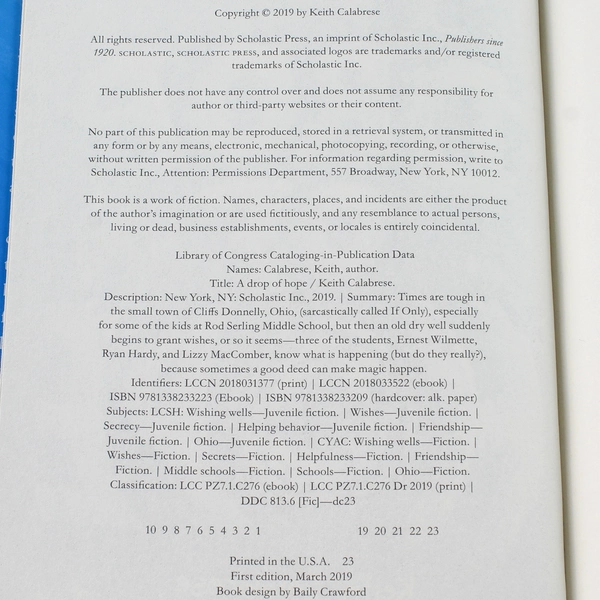 A Drop of Hope by Keith Calabrese 2019 Hardcover - Good Condition