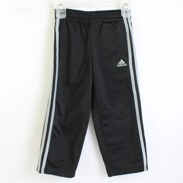 ADIDAS Boy's Black 4T Joggers with Gray Stripes