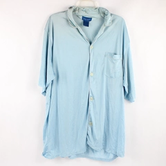 Towncraft Women's XXL Blue Pajama Top Short Sleeve Button Up