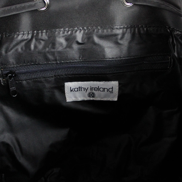 Kathy Ireland Black Drawstring Backpack With Buckle Detail