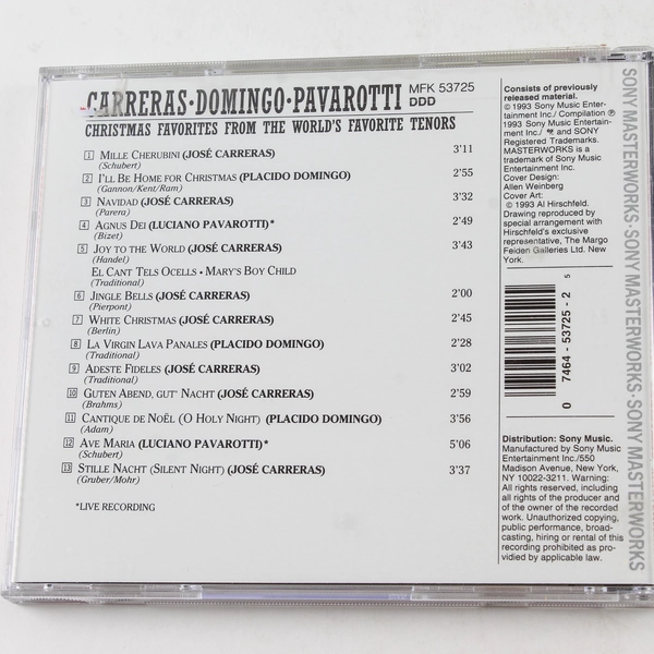 Carreras Domingo Pavarotti Christmas Favorites CD - World's Favorite Tenors