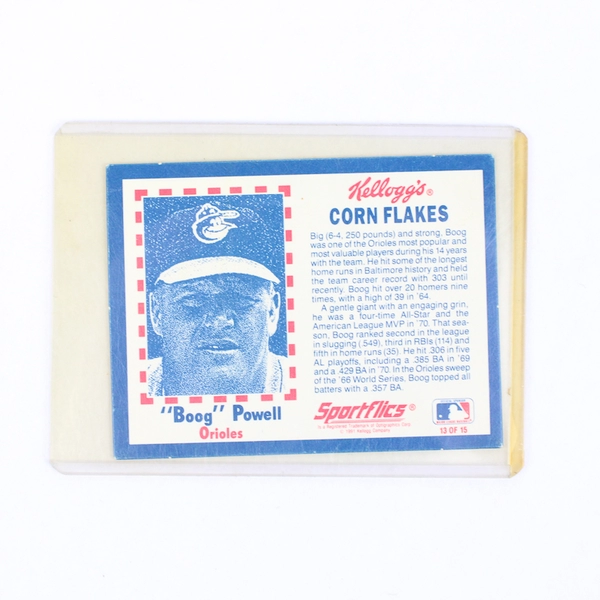 1991 Kellog's Baseball Greats Sportflics Card Baltimore Orioles Boog Powell #13