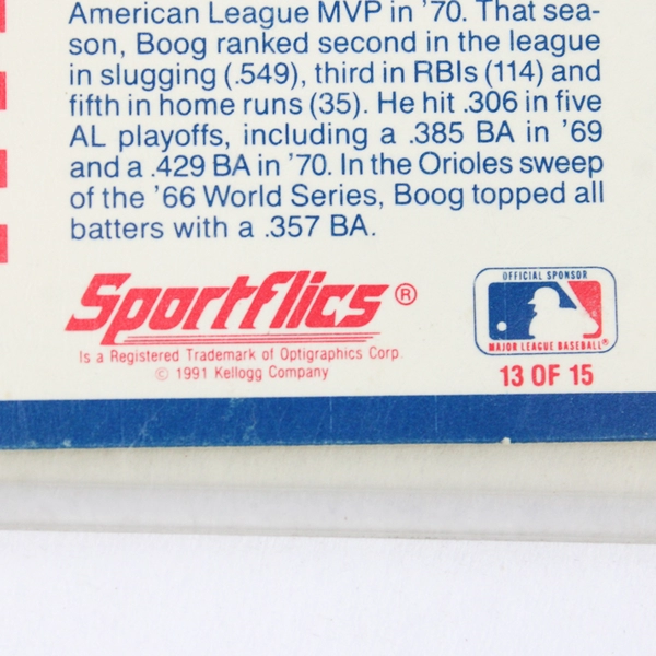 1991 Kellog's Baseball Greats Sportflics Card Baltimore Orioles Boog Powell #13