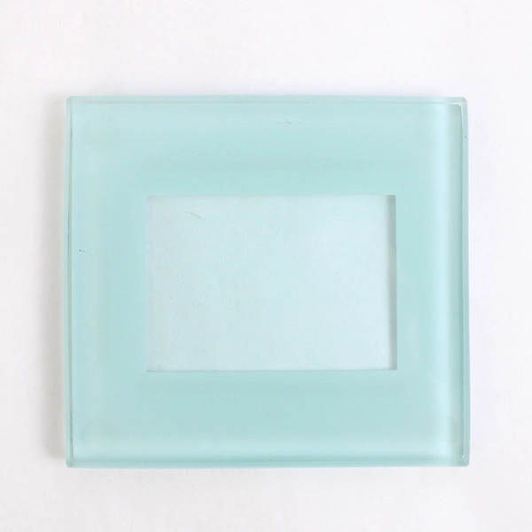 Set of 3 Blue/Green Frosted Glass Mini Picture Frames Floral Photo (4" x 4.5")