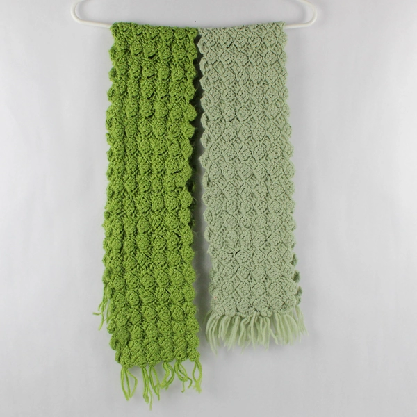 Lot of 6 Handmade Crocheted Fringed Scarves in Various Colors