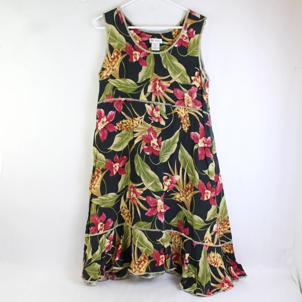 Paradiso Women's Medium Mid Length Sleeveless Summer Floral Design Dress