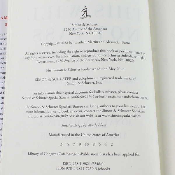 This Will Not Pass: Trump, Biden & America's Future by Martin & Burns HC