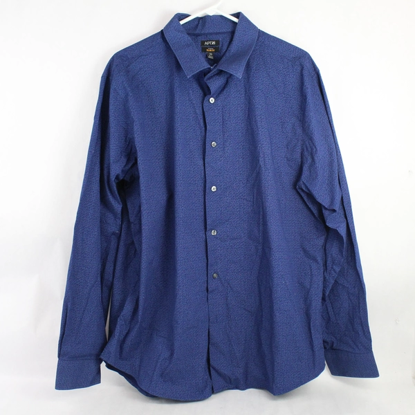  Apt 9 Slim Fit Button Up Shirt Men's XLG Long Sleeve Blue Cotton Blend