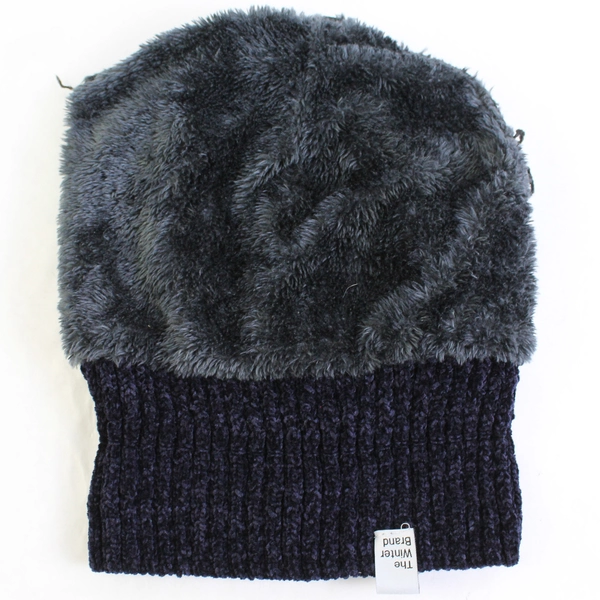 The Winter Brand Women's Chenille Beanie Stocking Cap Navy Blue