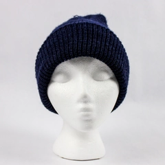 Unisex Navy Black Plain Warm Knit Beanie Hat Cuff Ski Cap