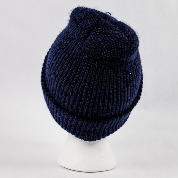 Unisex Navy Black Plain Warm Knit Beanie Hat Cuff Ski Cap