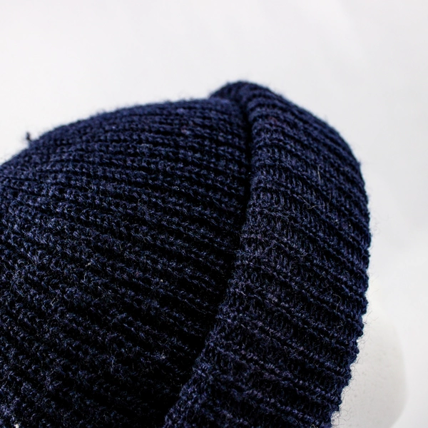 Unisex Navy Black Plain Warm Knit Beanie Hat Cuff Ski Cap